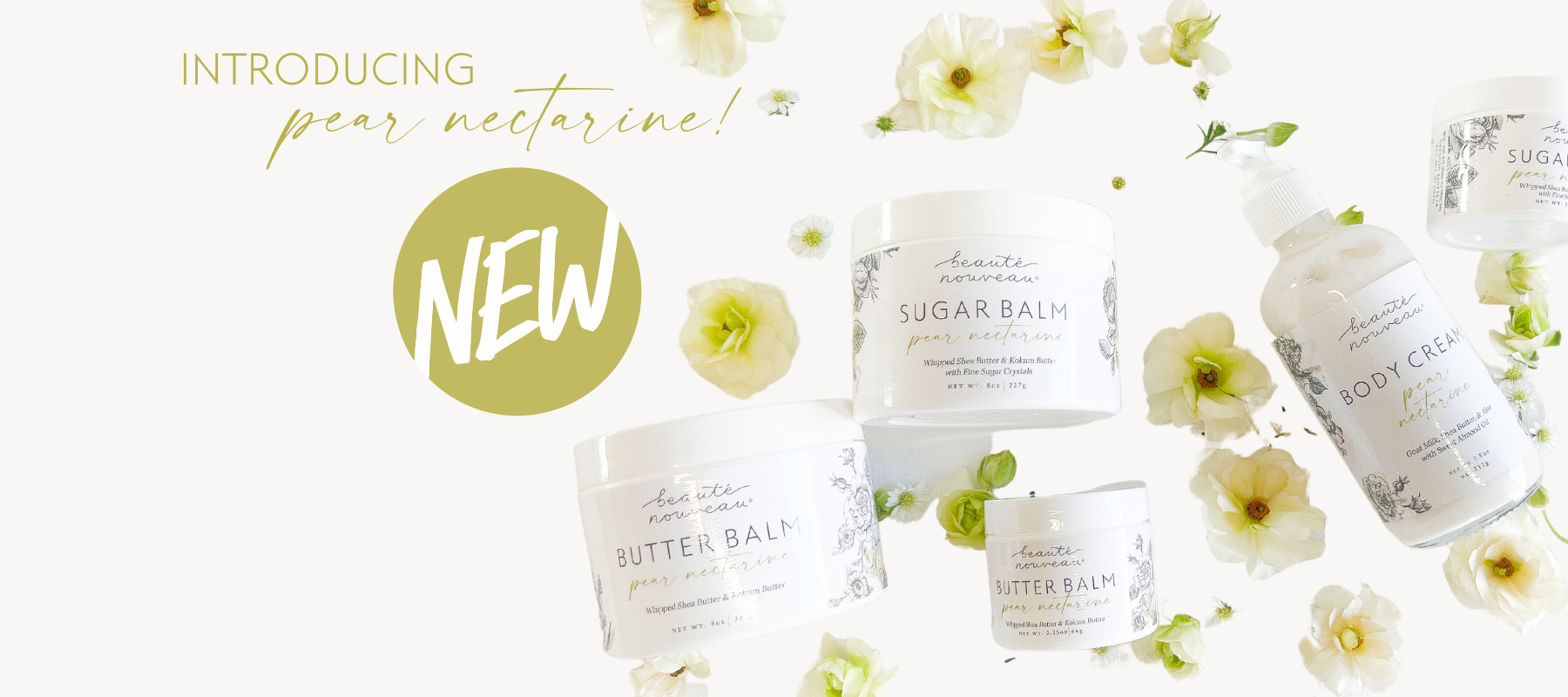 The New Pear Nectarine Collection of Bath & Body Products