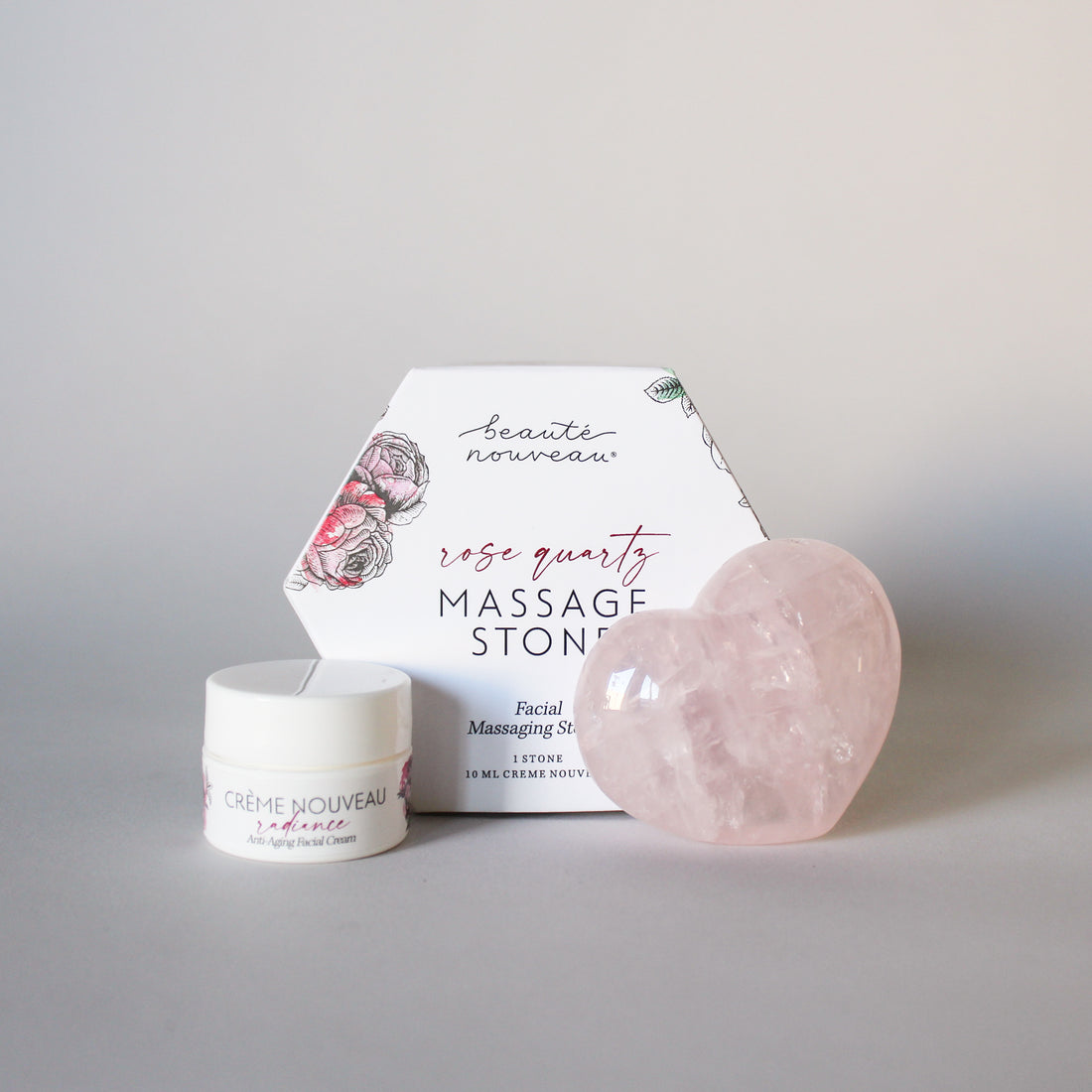 rose quartz stone + 10 ml crème nouveau radiance